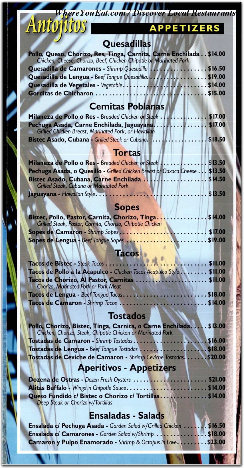menu